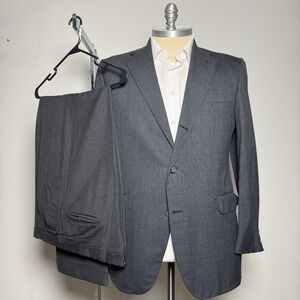 CORBIN LTD Mens Charcoal Wool Blend Two Piece Suit 44R 36W